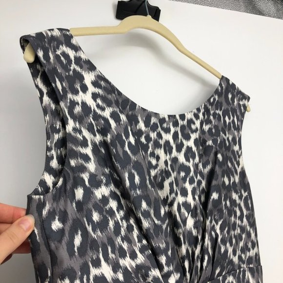 NWOT Kate Spade Deanna Grey leopard print fit & flare satin dress - Picture 6 of 16
